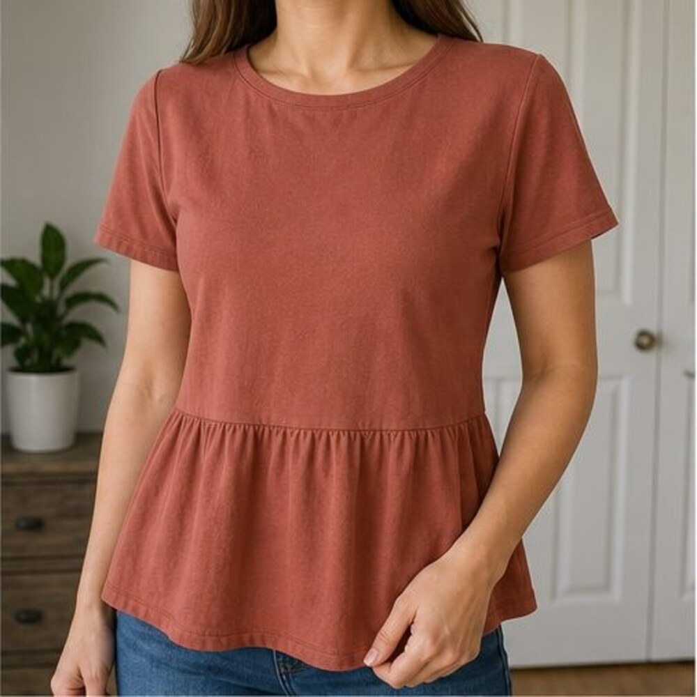 Rust Peplum Top - Picture 2 of 6